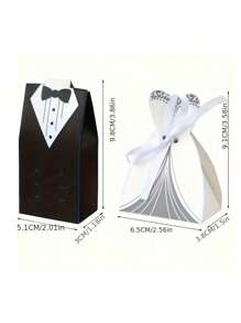 100 件西式婚礼糖果盒，新娘和新郎婚礼回礼盒，礼品盒 - 彩色 - 查看 6