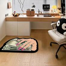 1 pieza Alfombra con estampado de billetes de dólar de estilo dibujos animados Ins, tapete asimétrico de terciopelo suave y lindo, antideslizante para sala de estar, dormitorio, cocina, baño, lavadero, pasillo, entrada, sala de juegos, decoración de hogar de todas las temporadas - Multicolor - Ver 7