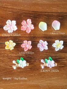 10pcs/Set Asymmetric Peach Blossom Branch Flower Shoe Charms, Cute & Youthful Style, Outdoor Shoe Boots Decoration Accessory, Detachable Button Decor, Fun DIY Shoe Charm, Suitable For Girls, Women, Sandals - Multicolor - View 7