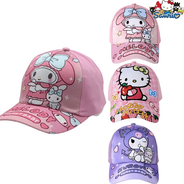 Sanrio Sanrio lizenzierte Hello Kitty & My Melody & Kuromi Baseballkappe - Einstellbare atmungsaktive Sonnenhütte mit breiter Krempe, süßer Anime Sommerhut für Schule/Sommerurlaub (Kollektion 2025)