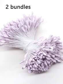 Estambre artificial de flor de 2.5mm con doble cabeza, 350-360/700-720 raíces, estambre floral falso con perla mate para tarjetas de Navidad, decoración de boda y manualidades DIY - Multicolor - Ver 32