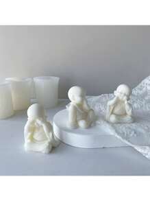 Cute Little Monk Priest Silicone Mold, Suitable As Handcraft Gift - White - View 2