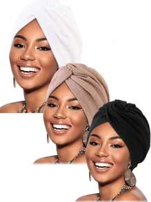 2pcs Women Twist Head Wrap Scarf Turban Hat, Suitable For Spring, Autumn And Winter
