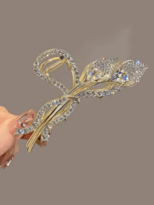 1pc New Light Luxury Hair Accessories For Women's Hairpin High-End Trumpet Flower Metal Grab Clip Large Hair Claw Elegant Fashionable Headgear