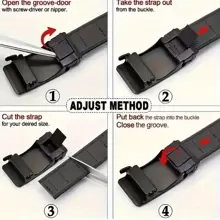 男女通用腰带，G字母扣腰带，男士自动扣腰带，青少年腰带 - 黑色 - 查看 5