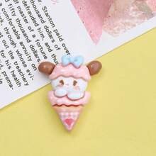 10 Pieces Of Mixed Cartoon Bright Face Animal SMILE BEAR LUCKY Hair Clip Hair Rope Cream Glue DIY Resin Accessories