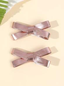 2 件装女士金色银色蝴蝶结女孩纯色金属皮革蝴蝶结鳄鱼夹可爱 Y2k 蝴蝶结发夹度假生日节日礼物蝴蝶结发夹女孩小辫蝴蝶结发夹女士发饰