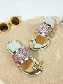Girls' Summer Outdoor Fashion Nail Finger Sandals 2 New Styles Of Children's Rhinestone Princess Beach Shoes