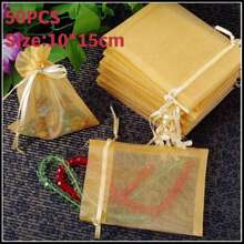 10/50/100pcs Medium Size: 10*15cm Organza Gift Packaging Bags, Wedding Candy Bags, Wedding Favor Bags, Gift Packaging Supplies, Organza Bags For Wedding & Celebration Gift Packaging - Multicolor - View 45