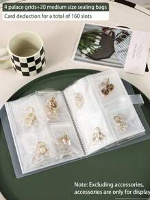 1 Pc Frosted Transparent Jewelry Storage Album With 20/84 Anti-Oxidation Dust Proof Storage Bags, Used For Rings, Earrings, Necklaces And Other Accessories & Cosmetics Organization, Ideal Holiday Gift Mother's Day Gift - 84 Slots Transparent Storage Book - View 5