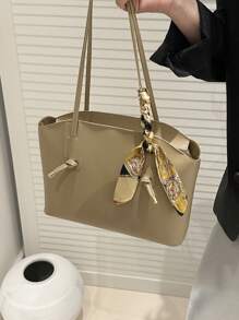 Women Chic Pattern Tote Bag Shoulder Bag - Khaki - View 4