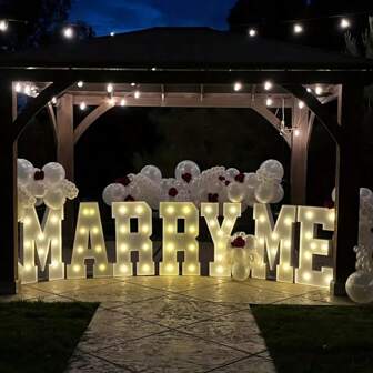 3ft A-Z Full Set Warm Yellow Illuminated Letters, Ideal For Romantic Engagement Decor, Birthday Party Themes, Large Holiday Party Light, Unforgettable Wedding Decoration, Indoor/Outdoor Use, Easy Assembly, Suitable For Graduation Party