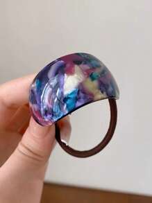 1 件女士椭圆形醋酸纤维发圈，优雅时尚发饰，适合马尾辫、发髻、日常佩戴，秋冬发带马尾辫固定器发圈橡皮筋发圈发绳弹性发圈，发球