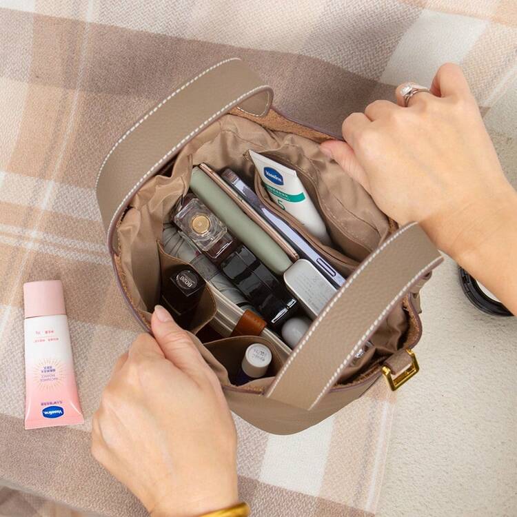 白色，更柔软，适用于水桶包，内袋，迷你包，中袋，储物内衬袋，双抽绳尼龙防水袋，大容量包袋配件，Picotin 15/18/22包内衬，包袋收纳袋，钱包收纳袋内衬，轻巧柔软的包中包 - 白色 - 查看 7