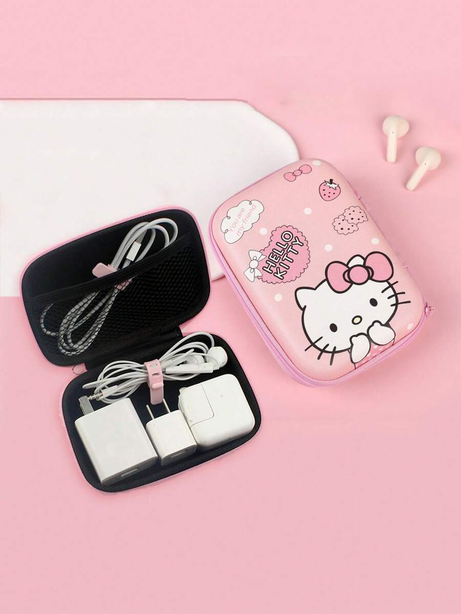 Sanrio Sanrio 1pc Cute Cartoon Data Cable Storage Bag, Mobile Phone Charger Portable Large-Capacity Storage Bag, Headphones U Disk Ccd Camera Bag Storage Bag Zipper Bag