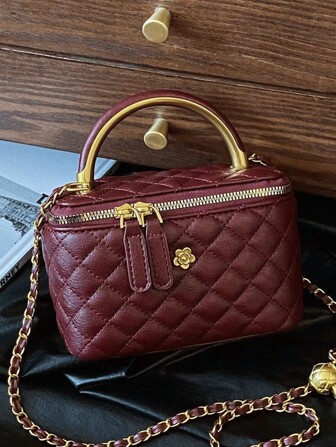 Autumn And Winter New Fashion Classic Joker Solid Color Box Bag, Quilted Square Bag, Handbag, Zipper Opening And Closing Shoulder Bag, Metal Buckle Decorative Design Shoulder Bag, Suitable For Travel, Shopping, Parties, Dating.