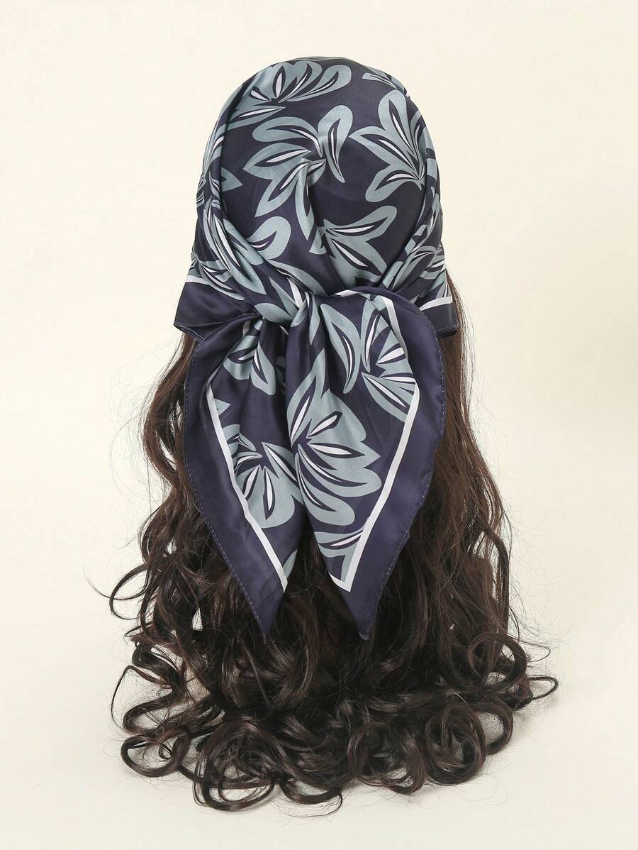 1 件简约印花 70 厘米头巾，新款时尚百搭围巾、腰带、发巾、女士头带，春季 - 彩色 - 查看 1