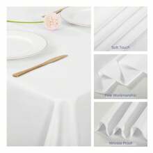 6/10/16 Pack White Tablecloths For 6-8 Foot Rectangle Tables 102 X 60 Inch, Polyester White Table Clothes In Bulk For Wedding,Waterproof Stain Resistant Washable Rectangle Table Cover For Party Buffet Camping - 白色 - 查看 6
