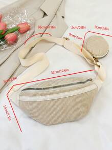 Women's Casual Corduroy Fanny Pack With Mini Pouch