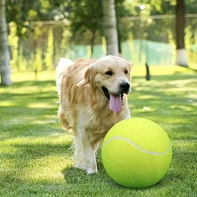 1pc Extra-Durable Giant Dog Tennis Ball - 9.45 Inch, Safe Rubber, Suitable For Large Dogs Interactive Toy, Ideal For Outdoor Play, Dog Tennis Ball