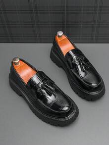 Men's British Style Formal Business Thick-Sole Leather Shoes - Black - View 6
