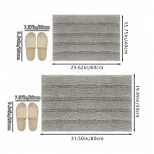 1pc Simple Soft & Skin-Friendly Chenille Bath Mat, Absorbent Non-Slip Bathroom Floor Mat, Also Suitable For Room Decor Carpet - Light Grey - View 2
