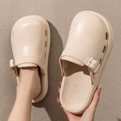 Unisex Breathable Non-Slip Slide Sandals, Suitable For Spring & Summer, With Flat Thick Soles, Casual, Streetwear, Retro, Fashion, Indoor, Outdoor, Daily, Commuting, Outdoor Activities, Suitable For Students And Office Workers, All Seasons, Made Of EVA Material, Plus Size, Work Shoes, Couples Mules