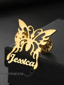 Broche de mariposa personalizado con nombre - Broche elegante de acero inoxidable chapado en oro de 18K, regalo perfecto de cumpleaños y Navidad para mujeres, madres, esposas