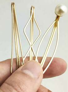 8 Pieces Geometric Metal Hair Pins, Pearls Hair Clips Elegant Hair Barrettes Bridal Gold Metal Bobby Pins Dainty Embellished Bobby Pins For Woman And Girls