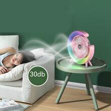 Mini Portable Electric Usb Rechargeable Fan,1200mAh Rechargeable Li-On Battery,LED Colorful Running Light ,180° Angel Up And Down Adjustment,3-Speeds Adjustment Fan.5-Gears LED Adjustable, - Nhiều màu - Xem 7