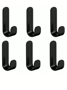 6pcs Adhesive Hooks, Coat Hanger, Wall Hanging Hooks, No Drilling Needed For Hanging Bags, Towels, Loofahs, Keys, Hats, Kitchen And Bathroom Space-Saving Wall Hanger With Multiple Utility Hooks, Modern Style Hook Rack For Clothes