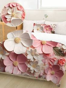 3 件套花卉印花羽绒被套装，波西米亚风格羽绒被套装（1 个被套，2 个枕套，不含填充物）适用于卧室、秋季装饰、秋季装饰、房间装饰