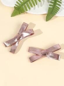 2 件装女士金色银色蝴蝶结女孩纯色金属皮革蝴蝶结鳄鱼夹可爱 Y2k 蝴蝶结发夹度假生日节日礼物蝴蝶结发夹女孩小辫蝴蝶结发夹女士发饰