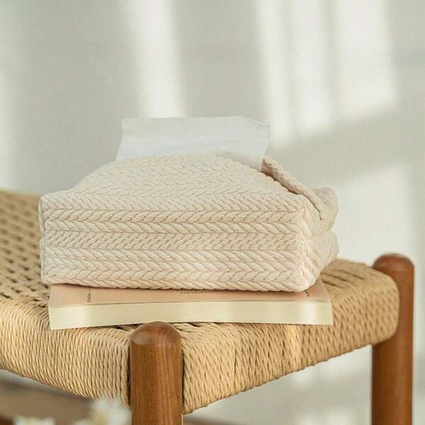 1 pièce Housse de boîte à mouchoirs en tissu, support portable pour papier mouchoir, style ferme avec motif d'épis de blé, lavable en machine