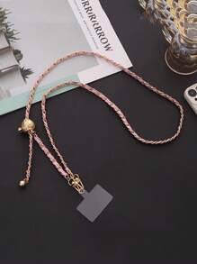 枪形可调节 PU 皮革长带配银链，可拆卸手机挂绳配透明卡夹，适合送给母亲、家人、朋友、生日、节日的礼物，手机挂饰，手机链 - 彩色 - 查看 14