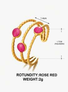 1pc 18K Gold Plated Stainless Steel Vintage Style Geometric Open Ring, Suitable For Women Wearing Daily