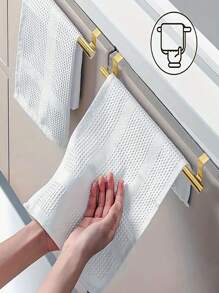 1 pieza Toallero de acero inoxidable, antióxido, soporte de toallas de cocina de barra única, montado en la puerta del gabinete, estante de almacenamiento de baño