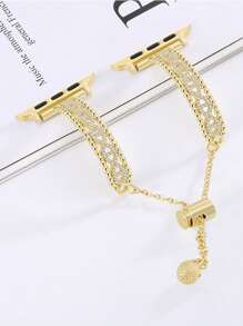 1pc Apple Watch Band , Hot New Elegant Female Gold Rose Gold Silver Black Luxurious Shiny Crystal Diamond Inlaid With Crystal Diamond Apple Watch All Crystal Diamond Adjustable Bracelet, Compatible With Se, S10/9/8/7/6/5/4/3 Series, Suitable For Boyfriend/Girlfriend Dates And Gifts, Apple Watch Smartwatch 40mm/41mm/42mm, Watch Accessories