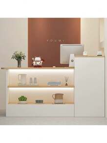 Mueble De Recepción Moderno Para Oficina Con Cajones 120cm - Blanco - Ver 7