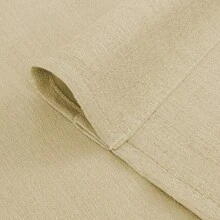 1pc Polyester Sheer Curtain, Elegant Linen Texture Semi-Transparent Curtain, Solid Color Polyester Fiber Window Curtain, Translucent Not See-Through, Modern Rod Pocket Curtain Easy To Install, Suitable For Door, Bedroom, Living Room, Bathroom, Study And Balcony Decoration