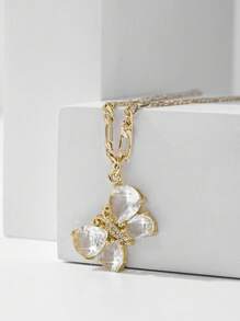 1 pieza Collar con colgante de mariposa chapado en oro de 14K con circonita cúbica, con caja de regalo premium, adecuado para madre/Día de San Valentín, parejas, hermanas, amigos, uso diario o festivo
