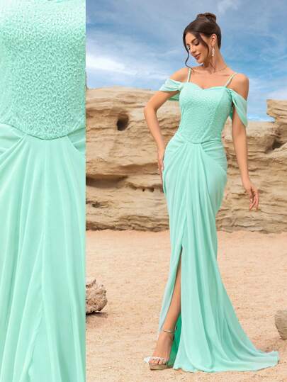 فستان حفلة للنساء أحادي اللون بحمالات رفيعة مع سحاب خلفي ، أنيق وبسيط ، مناسب للحفلات ، ضيف الزفاف ، مناسبات رسمية ، فساتين سهرة