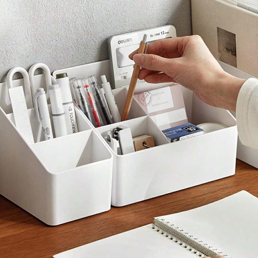 1 件桌面收纳盒，适用于办公室或客厅文具、配件和遥控器的整理托盘