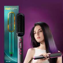 Brosse lissante, lisse mieux les cheveux que les produits normaux, convient à tous les types de cheveux, conception de peigne anti-brûlure, peigne à cheveux chauds pour des cheveux lisses sans frisottis - brosse fer à lisser en céramique, écran LCD, température réglable, utilisation mouillée et sèche, cadeau parfait pour les femmes