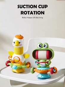 1 件婴儿高脚椅吸盘旋转音乐玩具，带吸盘的互动婴儿玩具，适合早期发育，360 度灵活旋转，新生儿喂食辅助，婴儿洗澡/生日礼物（部分颜色随机）