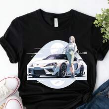 Toyota Supra Shirt, Anime Girl, White, Mk4 T-Shirt, JDM Tee, Car Shirt, Car Guy Gift,Gift For Him, Car Lover Shirt, Mk5 Supra, 2JZ T - Black - View 1