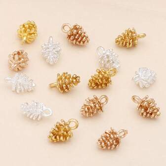 10pcs Beautiful Cute Pine Cone Pendants, Multi-Color Pine Cone Zinc Alloy Pendants With Holes For DIY Jewelry Making Necklace, Anklet, Keychain, Phone Case, Decor And Home Accessories