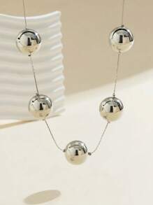 时尚夸张圆形朋克颈链 - 銀色 - 查看 2