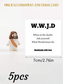5/1 PVC Siliconen Materiaal Mini Jezus Beeld Paasdecoratie Ornament, Emotionele Ondersteuning, Emotionele Aanmoediging Cadeau Zak Knuffel Kaart, Een Beetje Dichtbij Van Mij Naar Jou, Gevuld Met Heel Veel Liefde En Dikke Knuffels Ook! Hou Heel Veel Van Jou, Jezus Zegen Je