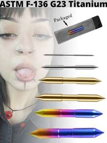 1 pieza Punta de titanio G23 para septum, joya para piercing de septum recto de 14G a 2G, joya con punta de arcoíris para septum